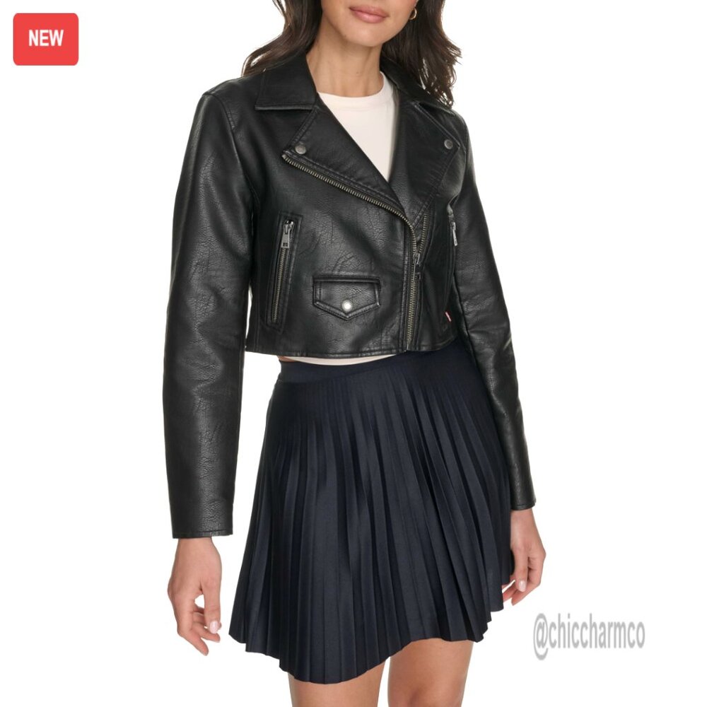 Cropped Faux Leather Moto Jacket Edgy Chic Modern Statement Piece